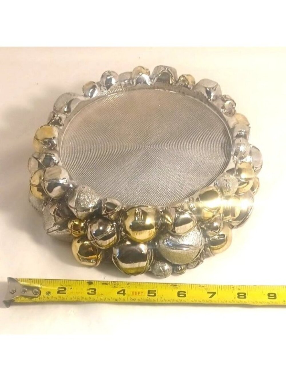 HomeWorx Harry Slatkin Christmas Jingle Bells Silver Gold Pedestal Candle Holder - Picture 6 of 8